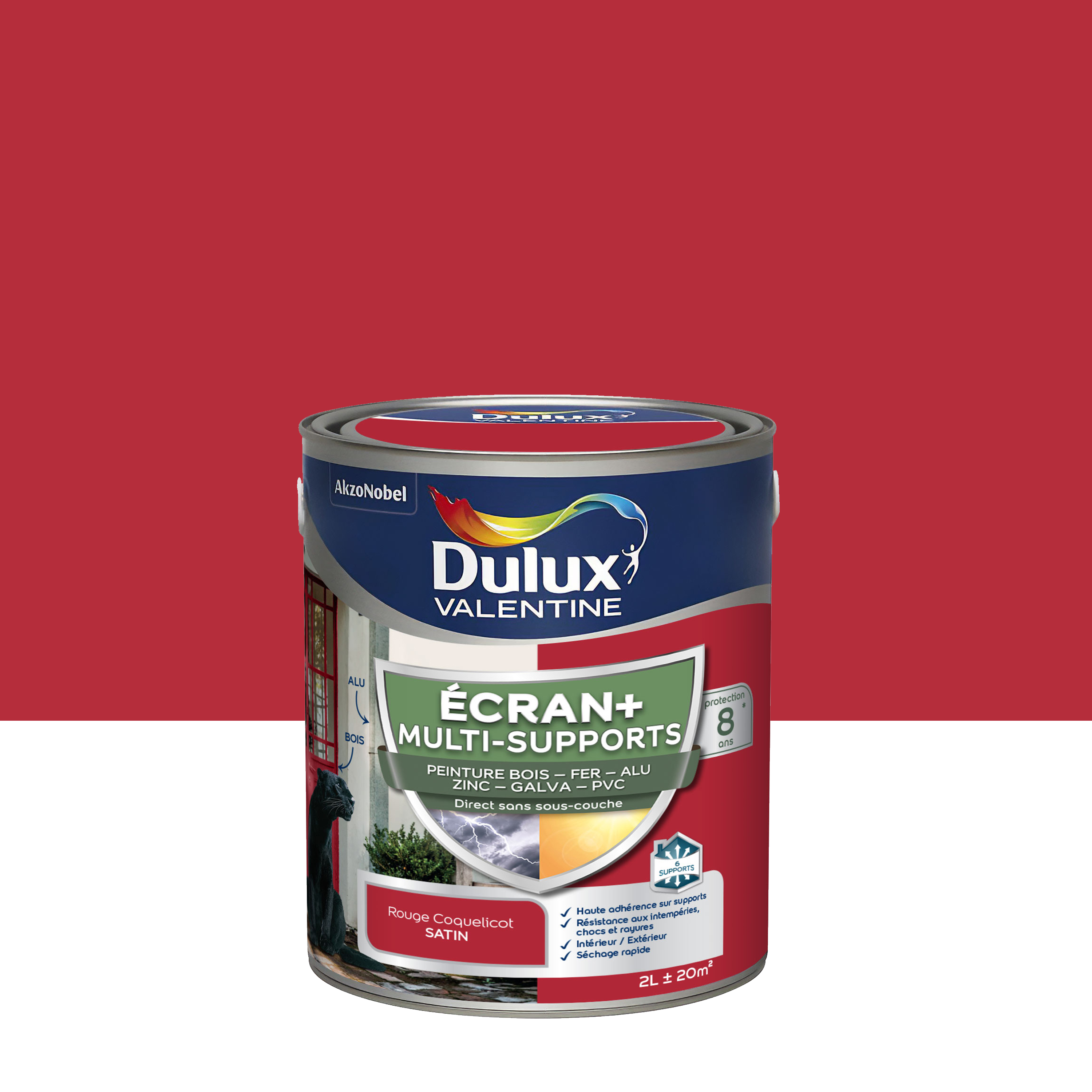 Peinture écran+ multi-support 2 l rouge coquelicot