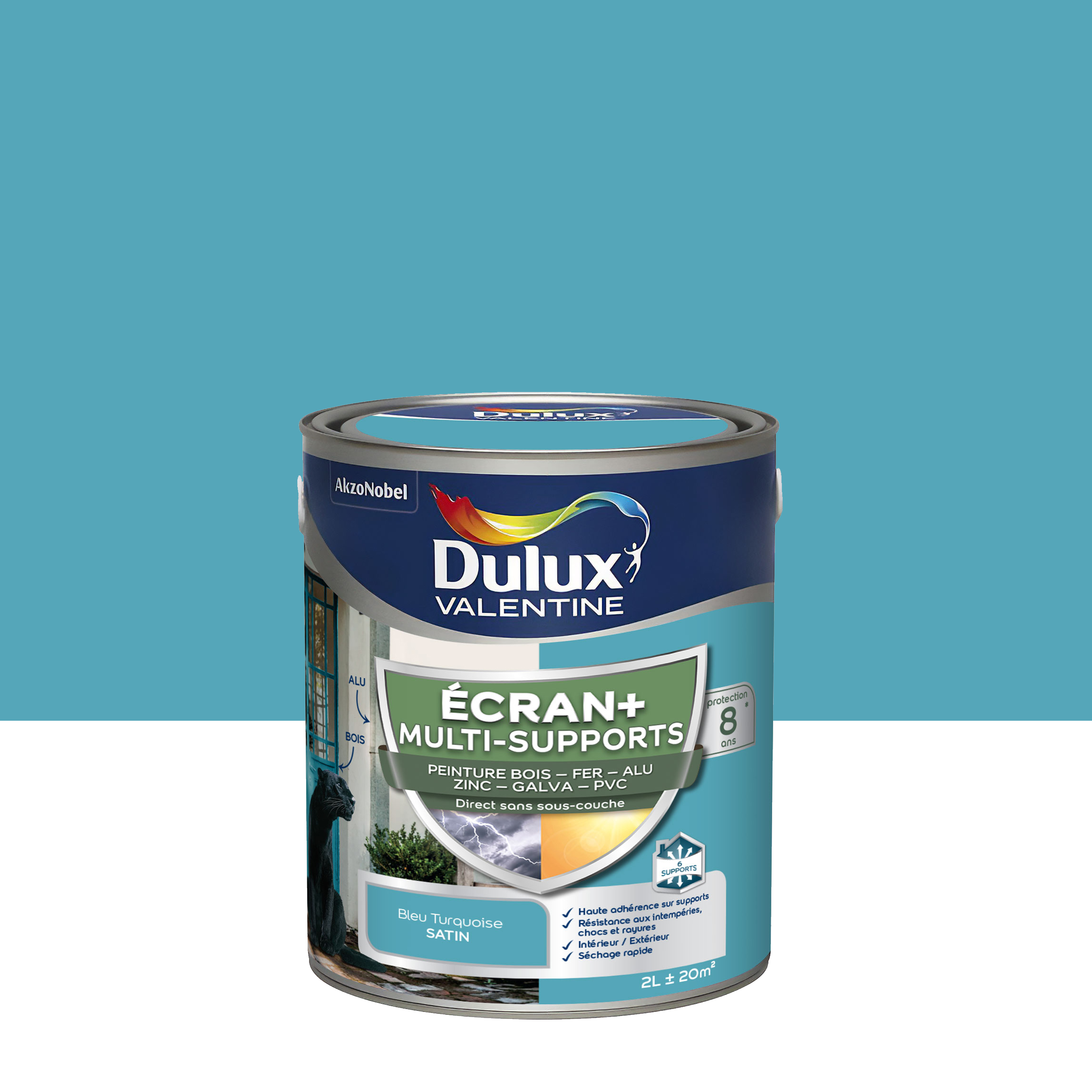 Peinture écran+ multi-support 2 l bleu turquoise