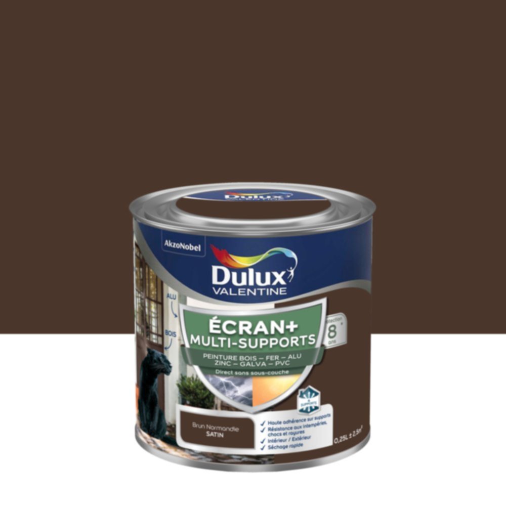 Peinture Ecran+ Multi-supports Satin Brun Normandie 0,25L - DULUX VALENTINE