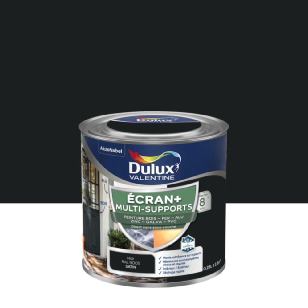 Peinture Ecran+ Multi-supports Satin Noir 0,25L - DULUX VALENTINE