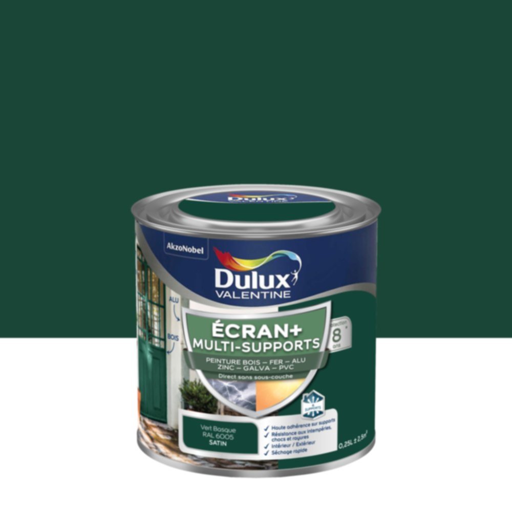 Peinture Ecran+ Multi-supports Satin Vert Basque 0,25L - DULUX VALENTINE