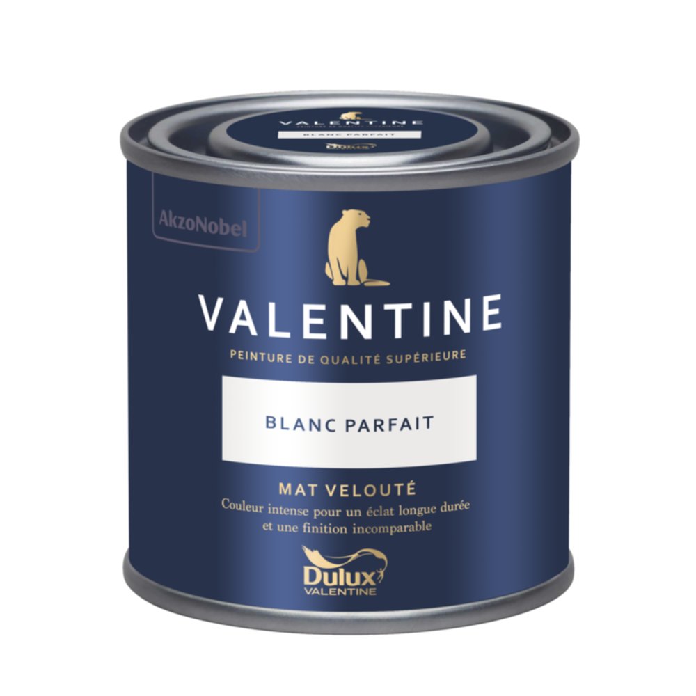 Peinture Valentine Mat Velouté Blanc Parfait 0,125L- DULUX VALENTINE