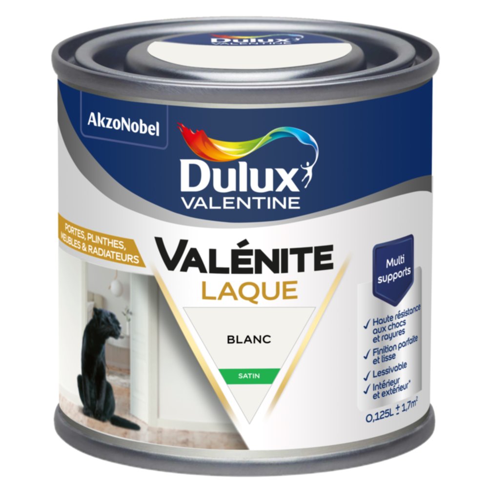 Peinture Boiseries Laque Acrylique Valénite Blanc Satin 125ml - DULUX VALENTINE