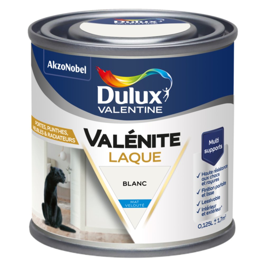 Peinture Boiseries Laque Acrylique Valénite Blanc Mat 125ml - DULUX VALENTINE