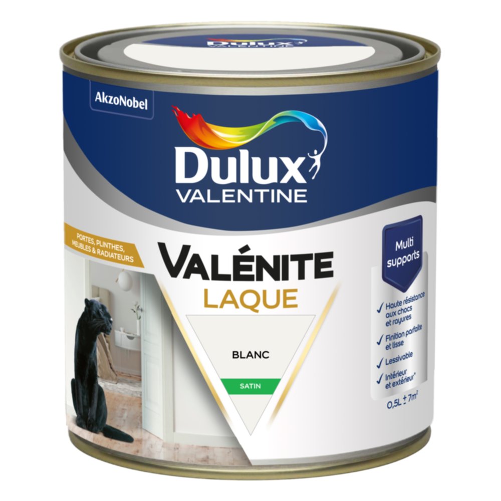 Peinture Boiseries Laque Acrylique Valénite Blanc Satin 0,5L - DULUX VALENTINE