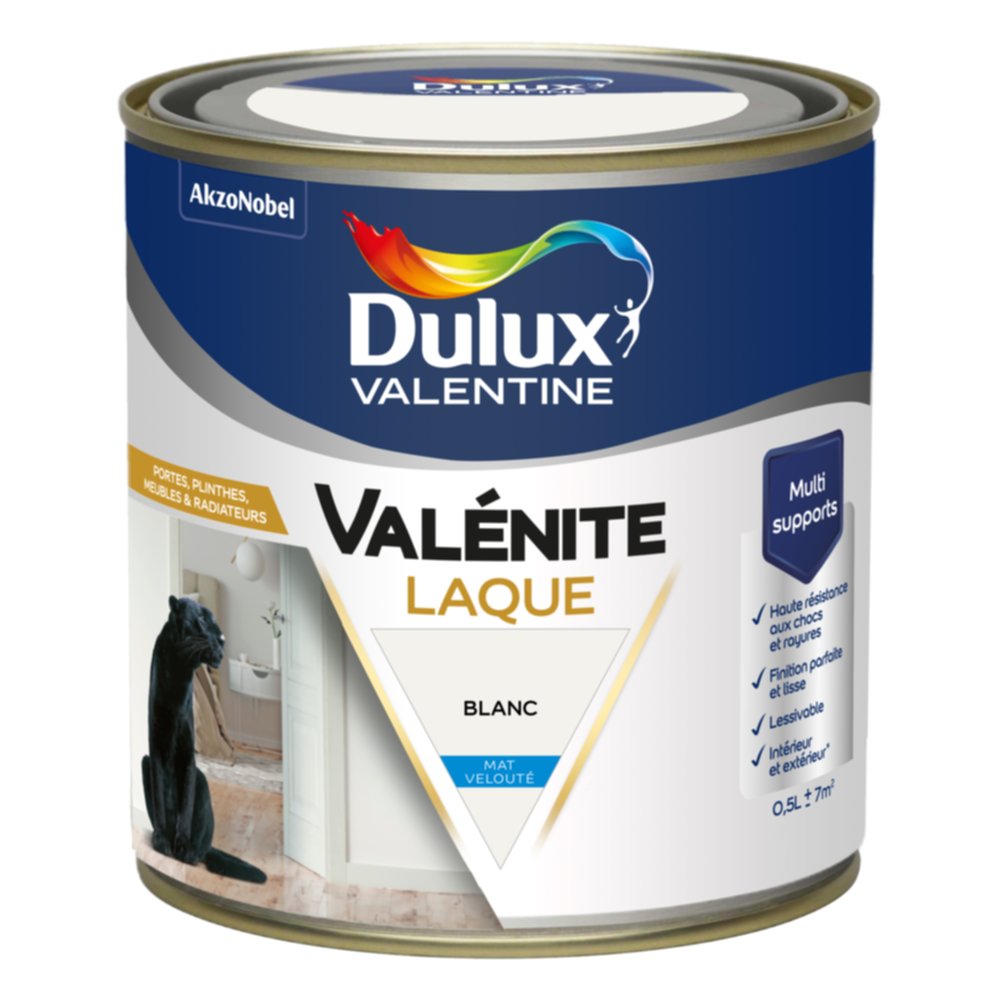 Peinture Boiseries Laque Acrylique Valénite Blanc Mat 0,5L - DULUX VALENTINE