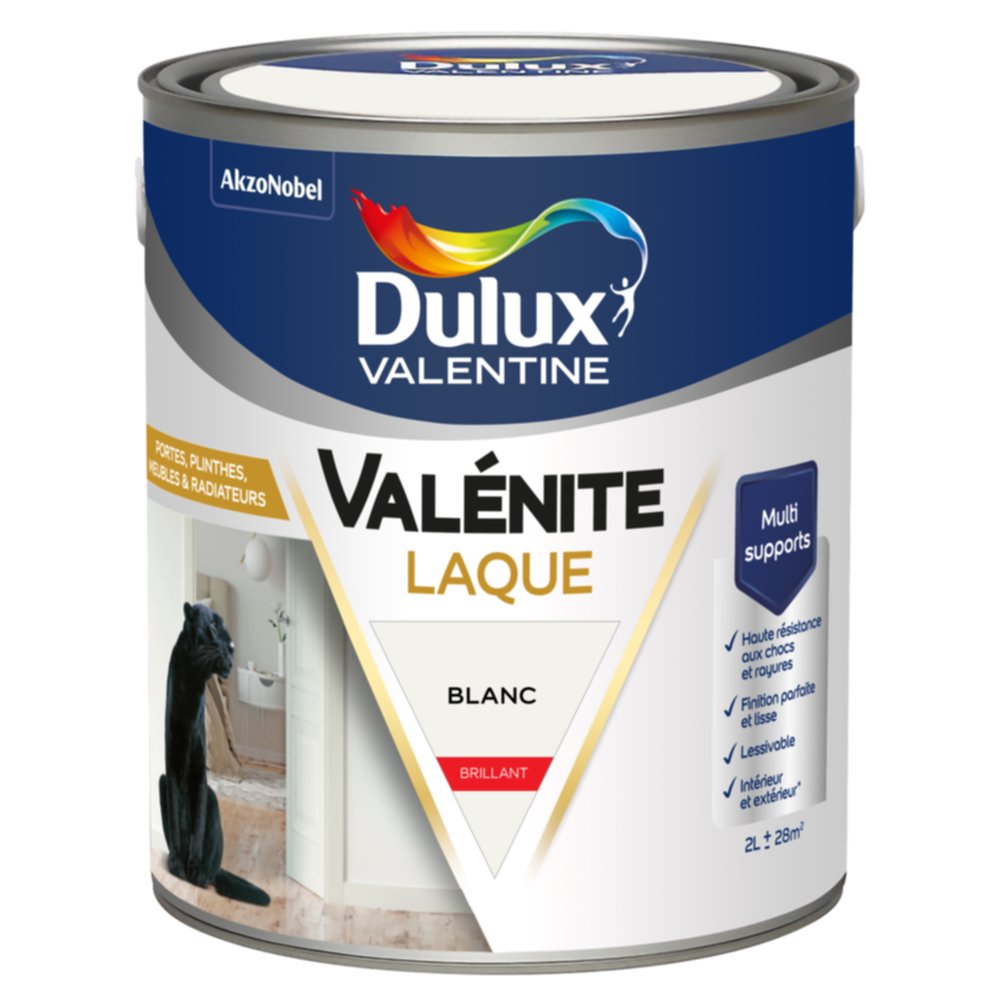 Peinture Boiseries Laque Acrylique Valénite Blanc brillant 2L - DULUX VALENTINE