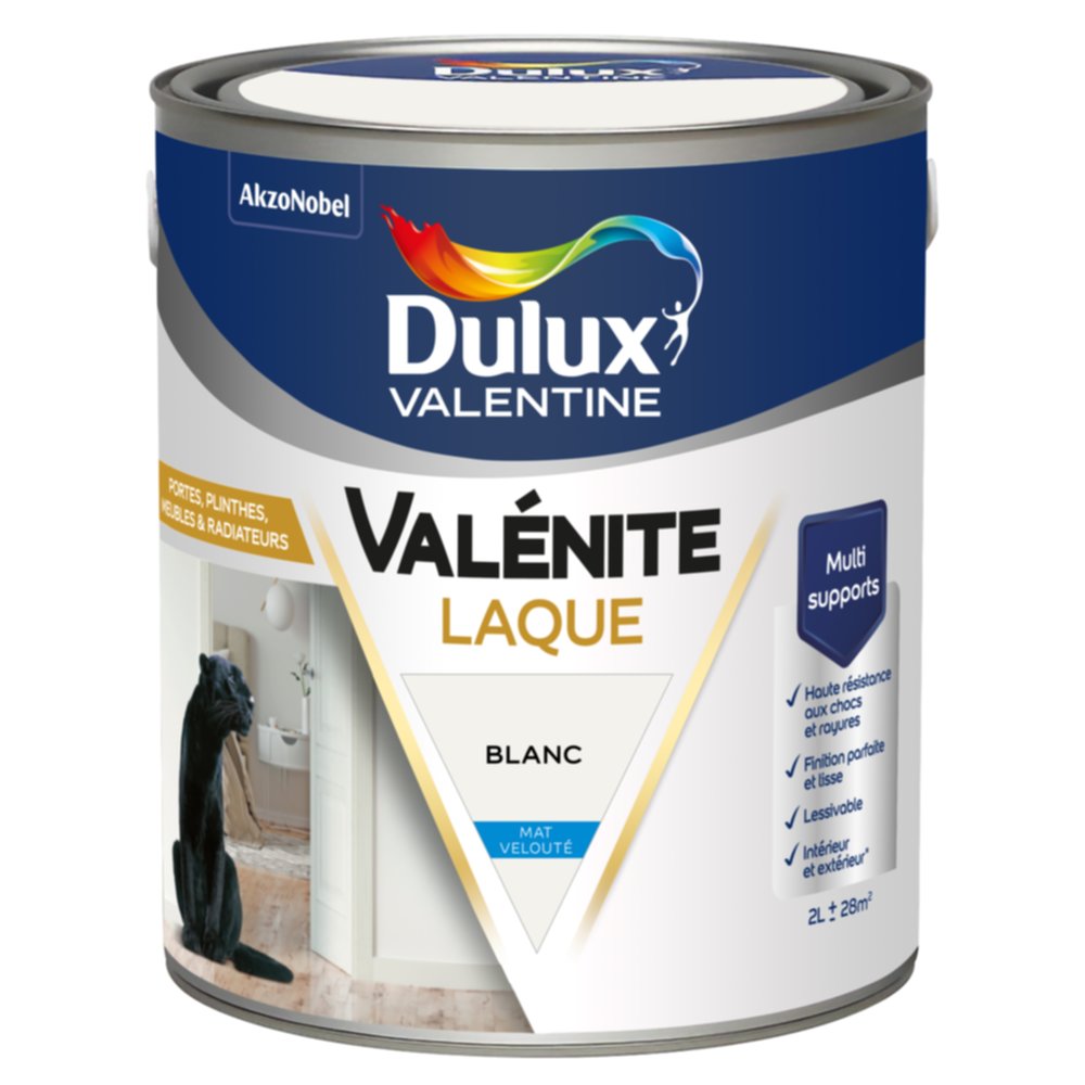 Peinture Boiseries Laque Acrylique Valénite Blanc Mat 2L - DULUX VALENTINE