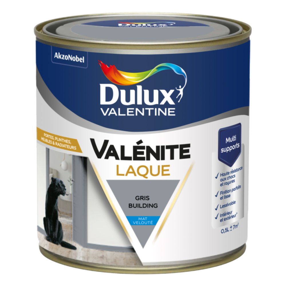 Peinture Boiseries Laque Acrylique Valénite Gris Building Mat 0,5L - DULUX VALENTINE