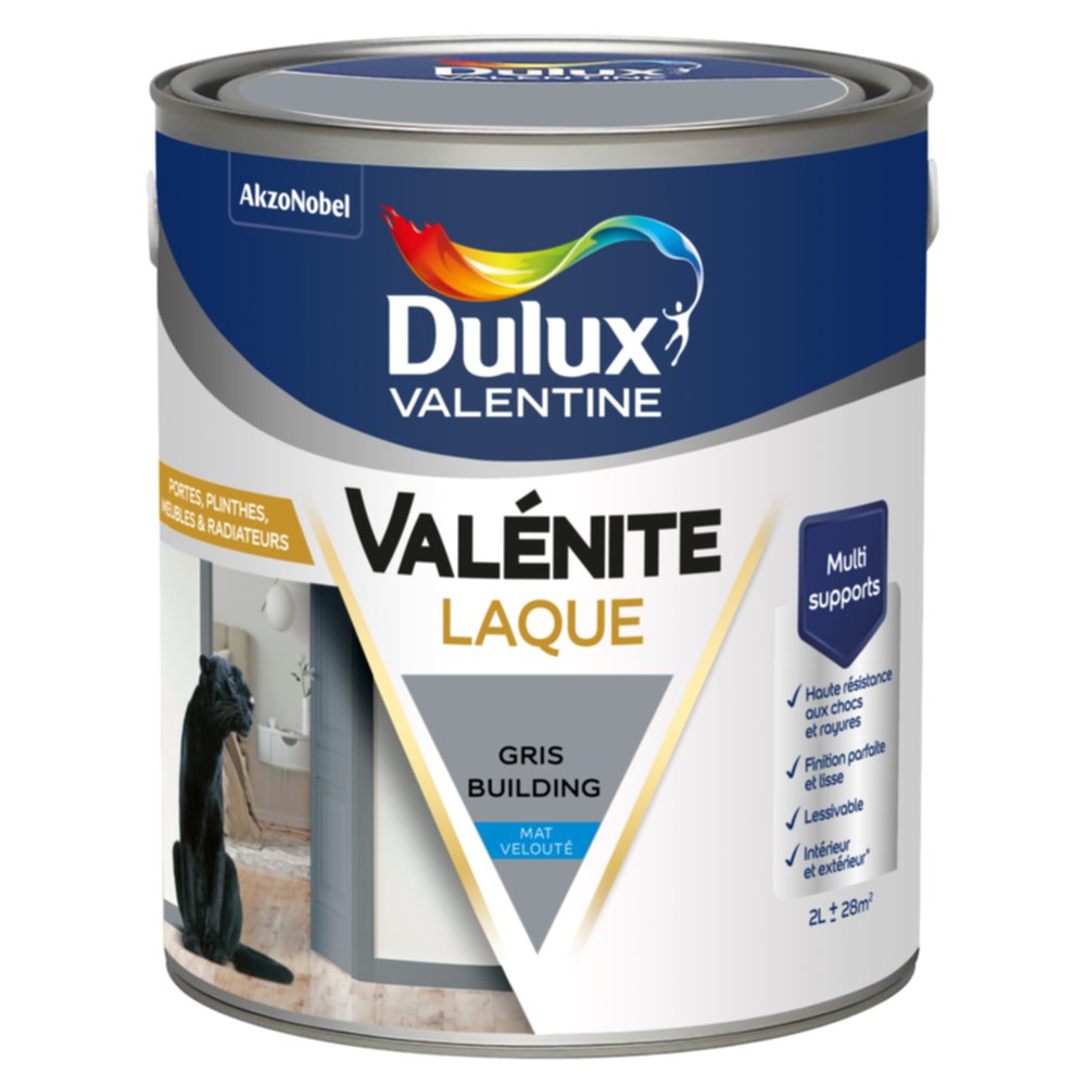 Peinture Boiseries Laque Acrylique Valénite Gris Building Mat 2L - DULUX VALENTINE