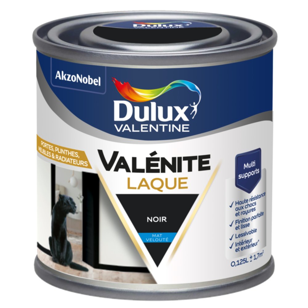 Peinture Boiseries Laque Acrylique Valénite Noir Mat 125ml - DULUX VALENTINE