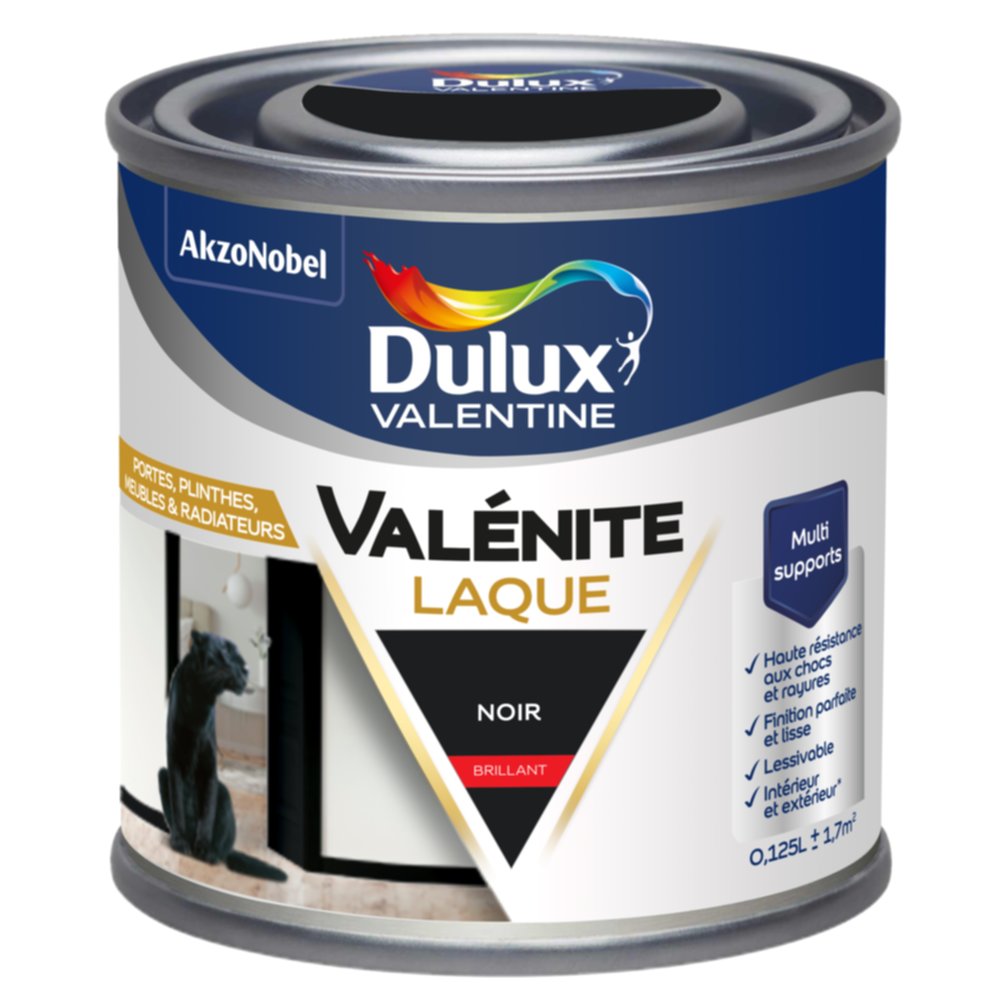 Peinture Boiseries Laque Acrylique Valénite Noir Brillant 125ml - DULUX VALENTINE