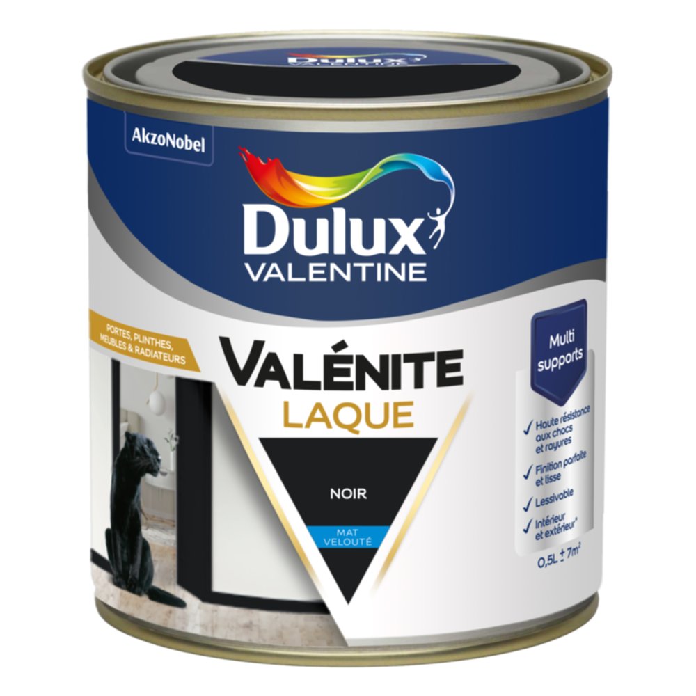 Peinture Boiseries Laque Acrylique Valénite Noir Mat 0,5L - DULUX VALENTINE