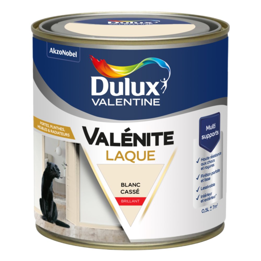 Peinture Boiseries Laque Acrylique Valénite Blanc Cassé brillant 0,5L - DULUX VALENTINE