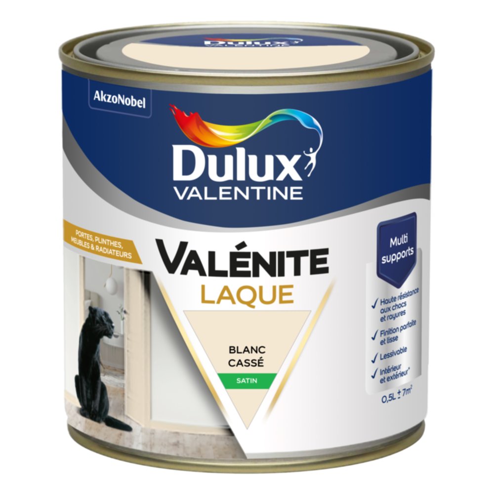 Peinture Boiseries Laque Acrylique Valénite Blanc Cassé Satin 0,5L - DULUX VALENTINE