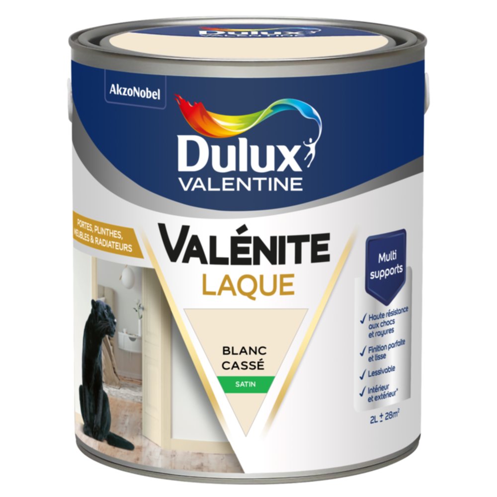 Peinture Boiseries Laque Acrylique Valénite Blanc Cassé Satin 2L - DULUX VALENTINE