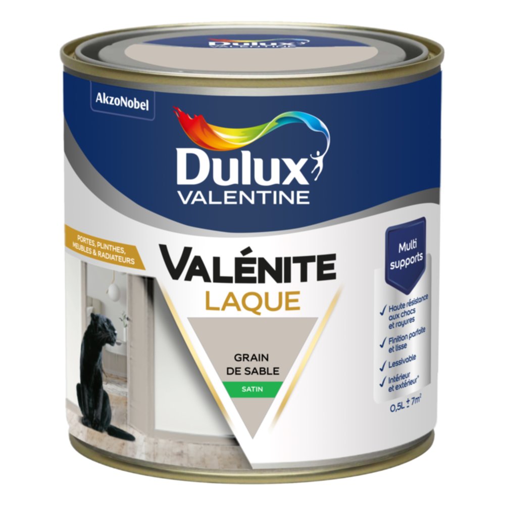 Peinture Boiseries Laque Acrylique Valénite Grain de Sable Satin 0,5L - DULUX VALENTINE