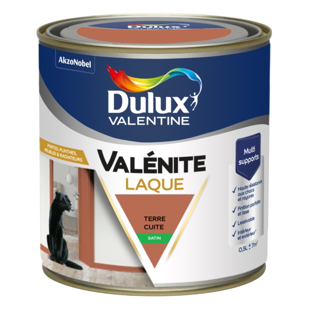 Peinture Boiseries Laque Acrylique Valénite Terre Cuite Satin 0,5L - DULUX VALENTINE