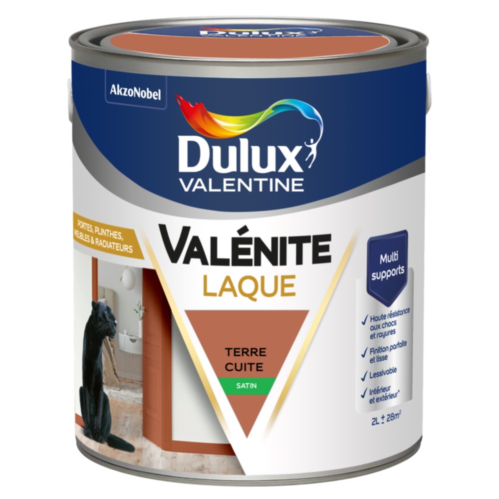 Peinture Boiseries Laque Acrylique Valénite Terre Cuite Satin 2L - DULUX VALENTINE