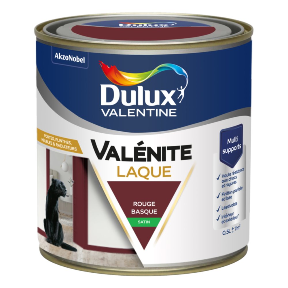 Peinture Boiseries Laque Acrylique Valénite Rouge Basque Satin 0,5L - DULUX VALENTINE