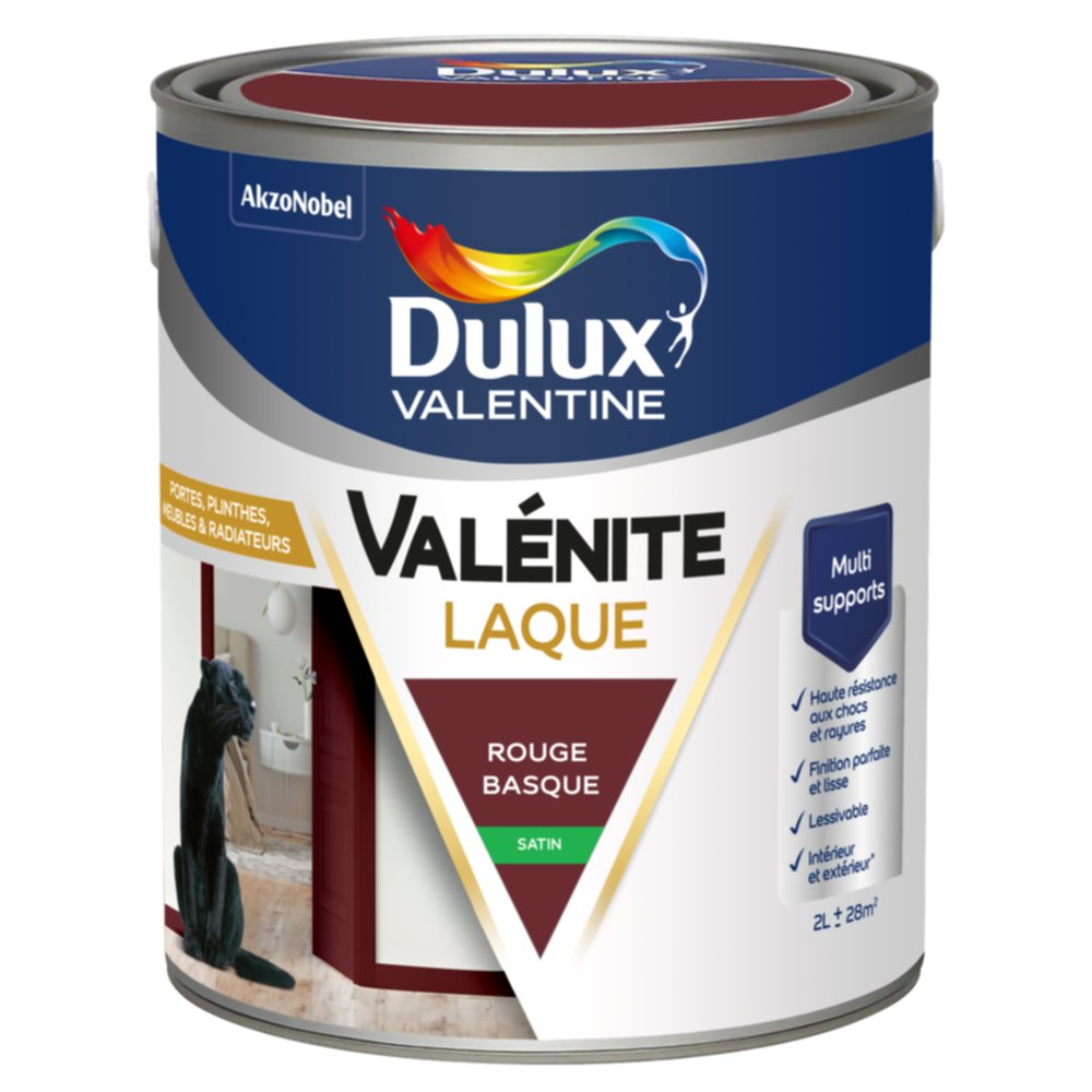 Peinture Boiseries Laque Acrylique Valénite Rouge Basque Satin 2L - DULUX VALENTINE