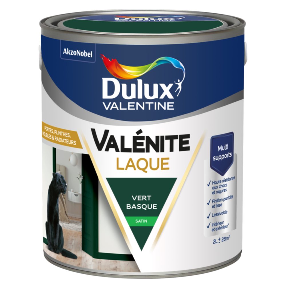 Peinture Boiseries Laque Acrylique Valénite Vert Basque Satin 2L - DULUX VALENTINE