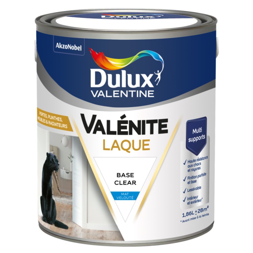 Peinture Boiseries Laque Acrylique Valénite Base Clear Mat 1,86L - DULUX VALENTINE