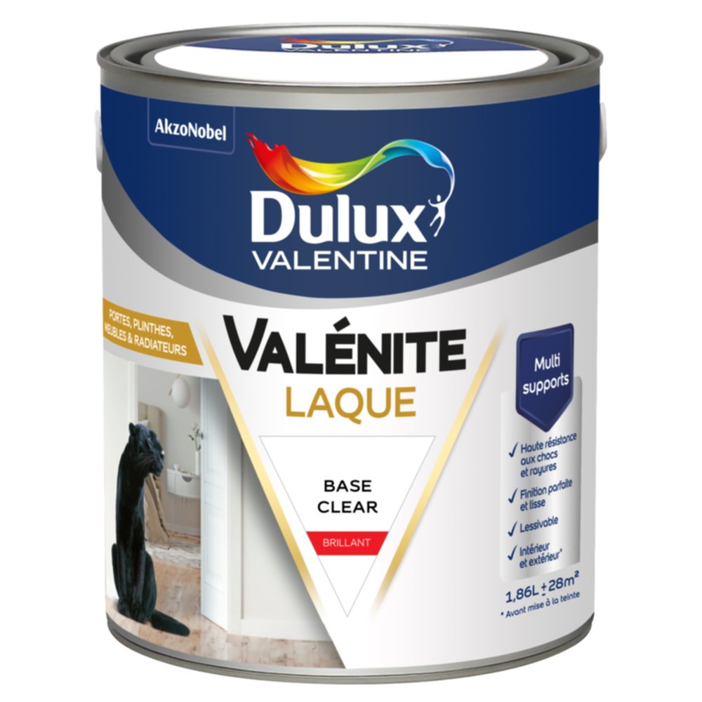 Peinture Boiseries Laque Acrylique Valénite Base Clear brillant 1,86L - DULUX VALENTINE