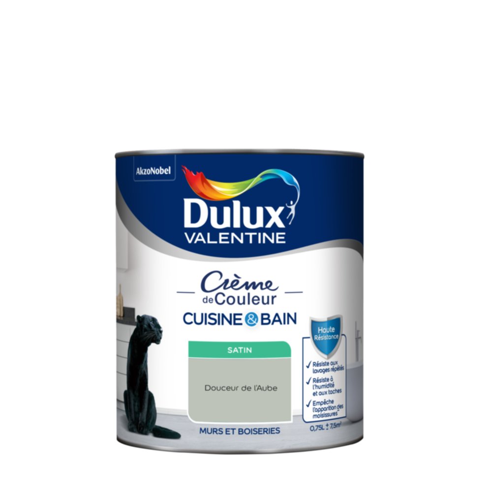 Peinture Crème de Couleur Cuisine et Bain Satin Douceur de l'Aube 0,75L - DULUX VALENTINE