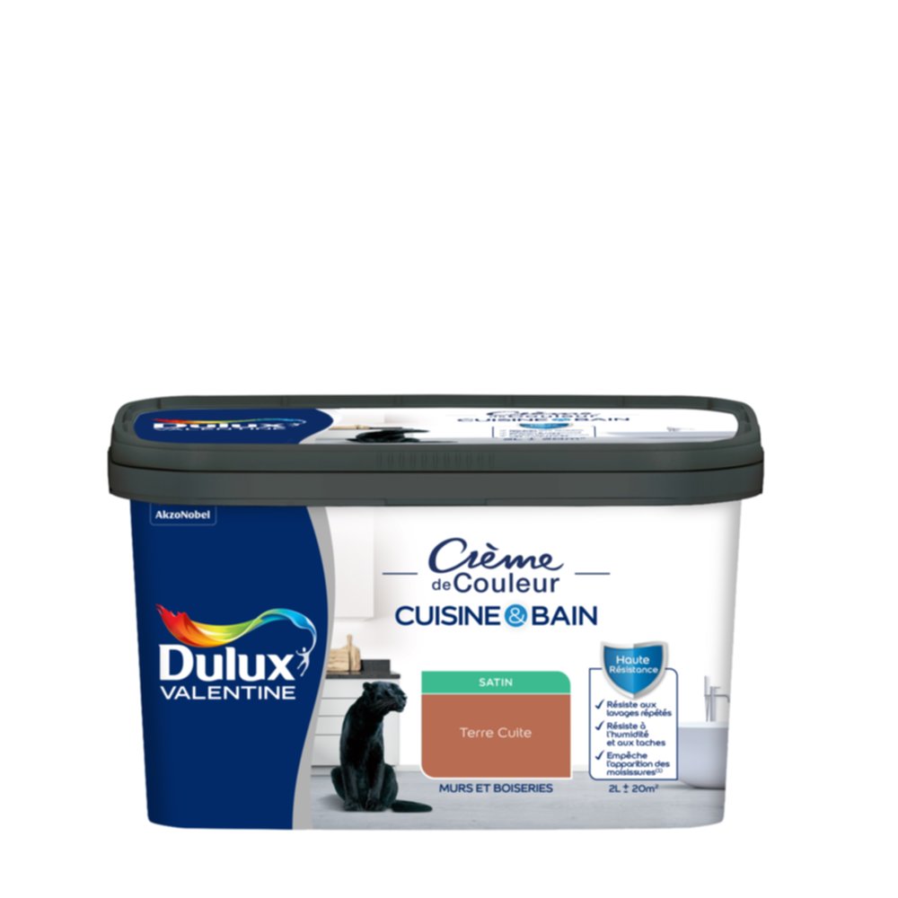 Peinture Crème de Couleur Cuisine et Bain Satin Terre Cuite 2L - DULUX VALENTINE