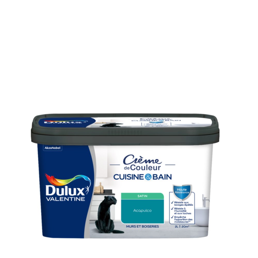 Peinture Crème de Couleur Cuisine et Bain Satin Acapulco 2L - DULUX VALENTINE