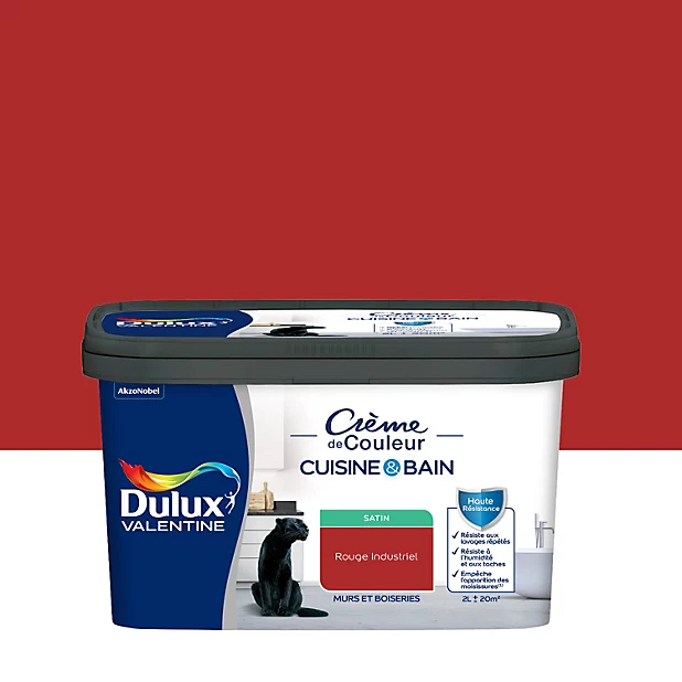 Peinture Crème de couleur cuisine/bain 2l rouge satin 