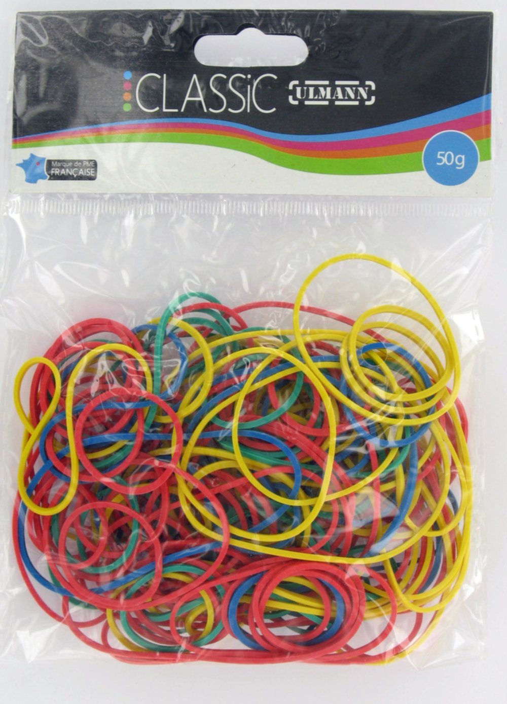 Bracelets caoutchouc couleurs assorties 50gr - ULMANN