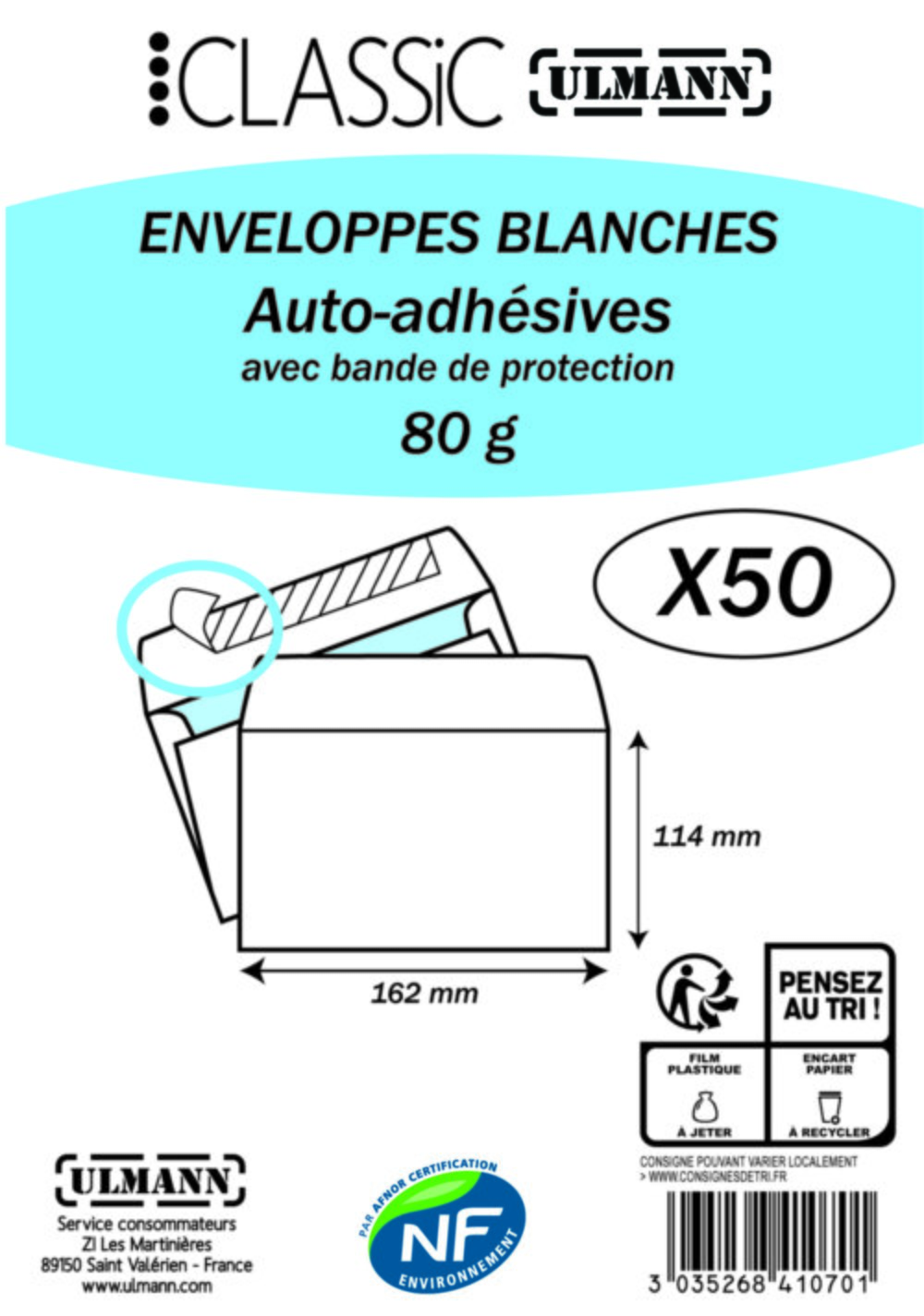 50 enveloppes C6 blanche - ULMANN