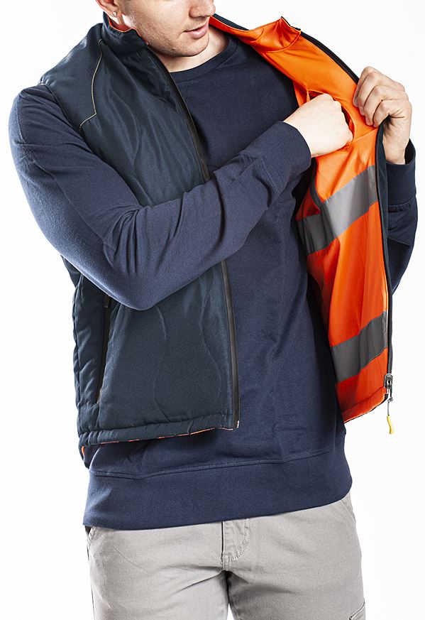 Gilet sans manche réversible navy orange s gilet