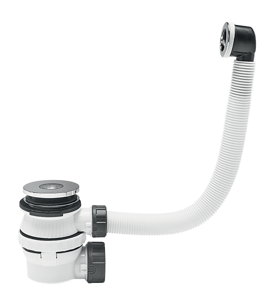 Ensemble bonde + siphon lavabo XS Pure ultra-compact gain de place, pour vasque à trop-plein extérieur - WIRQUIN