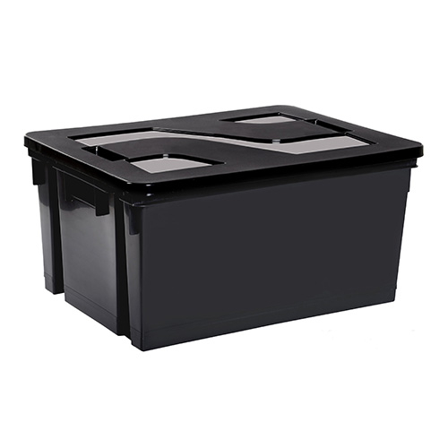 Bac de rangement 50L Gris - couvercle noir