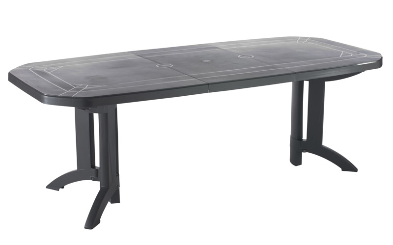 Table de jardin extensible Vega 165/220x100x72cm Anthracite - GROSFILLEX