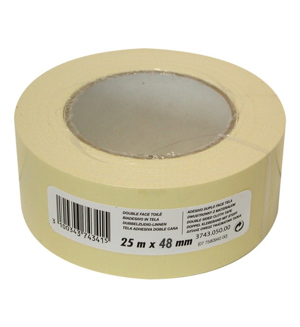 Double face toilé sols irréguliers beige 25 m x 48 mm