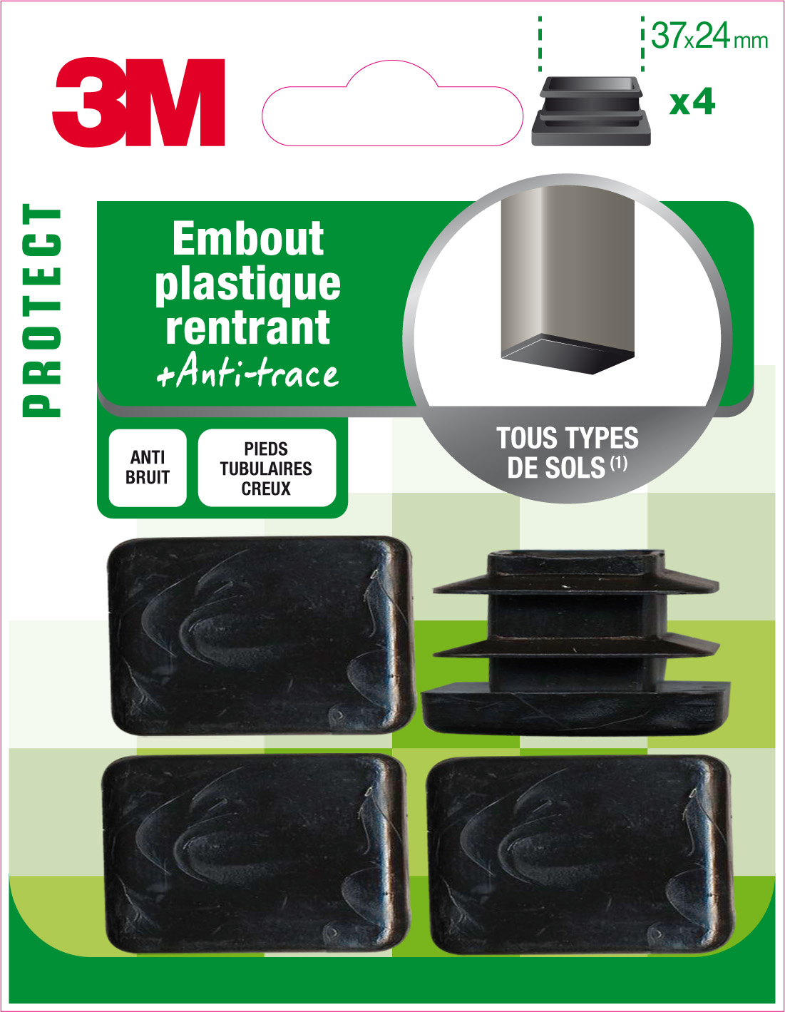 Embout plastique rectangle 32 x 24 mm