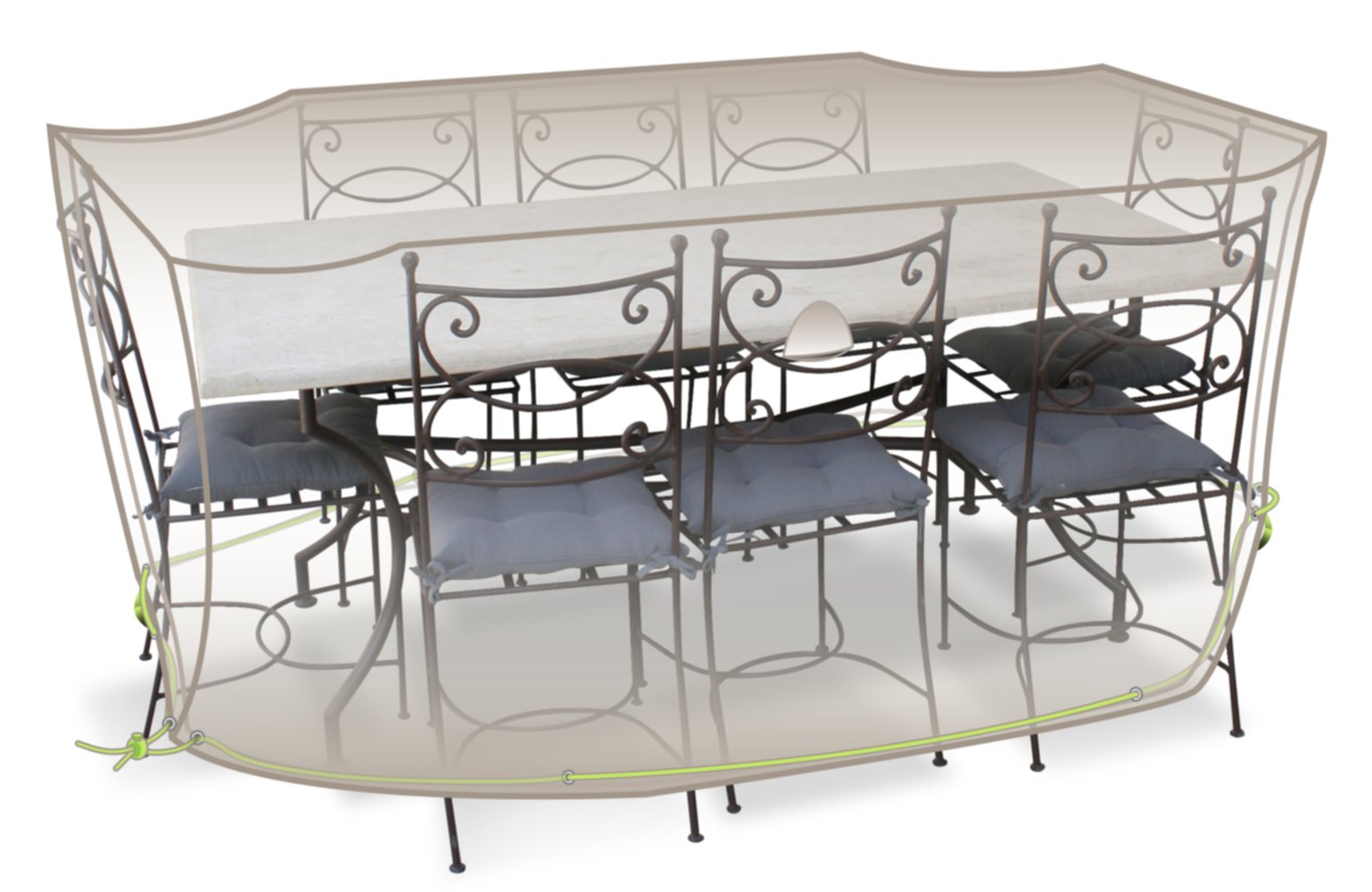 JARDILINE  - COVER AIR - Housse table rectangulaire  + chaises 8-10 personnes