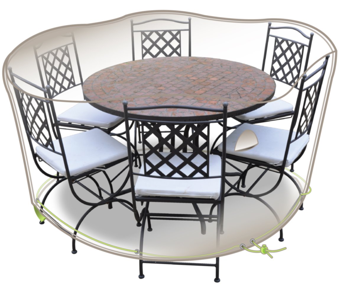 JARDILINE  - COVER AIR -Housse table ronde + chaises 6 personnes