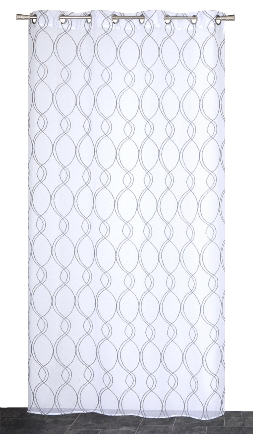 Voilage œillets étamine broderie fil lurex blanc 140x240cm - DYLREV