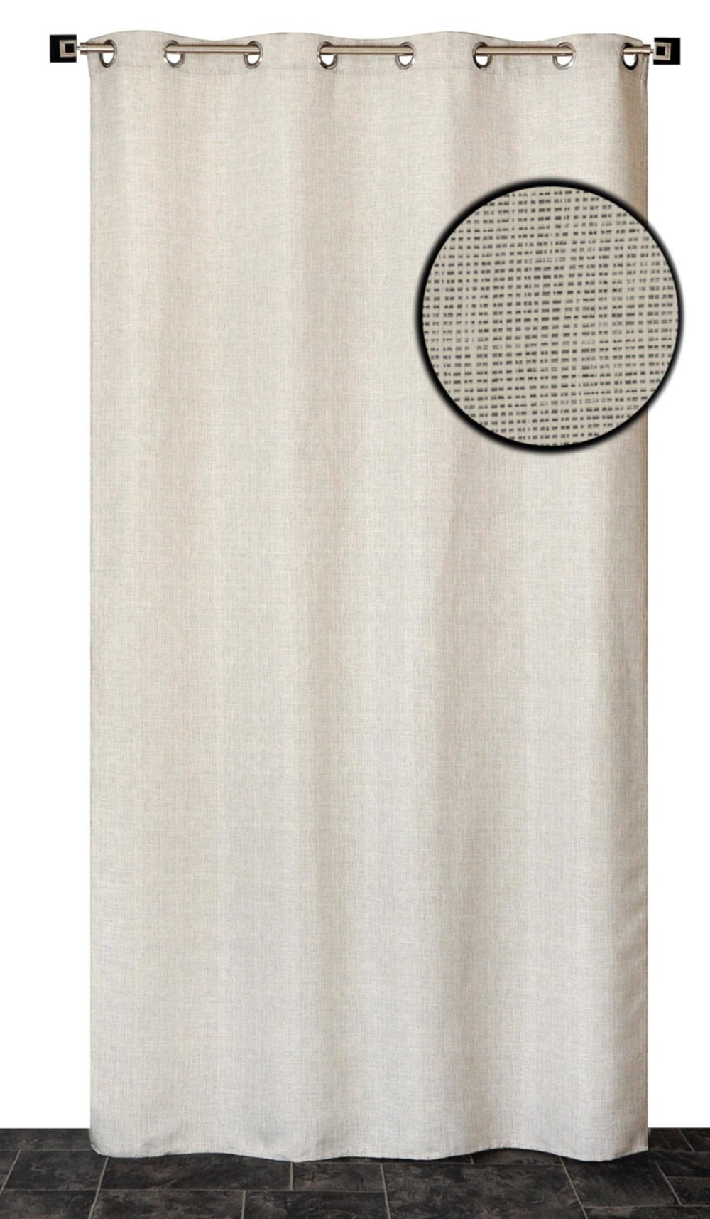 Rideau œillets lourd jacquard noir/beige 140x240cm - DYLREV