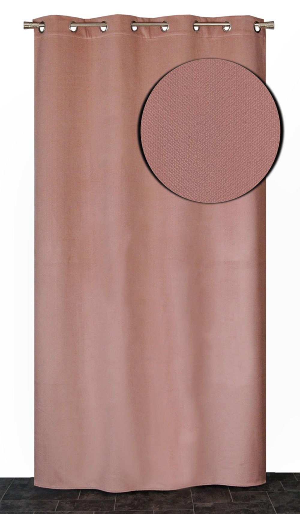 Rideau thermique velours frappé vieux rose 140x240cm - DYLREV