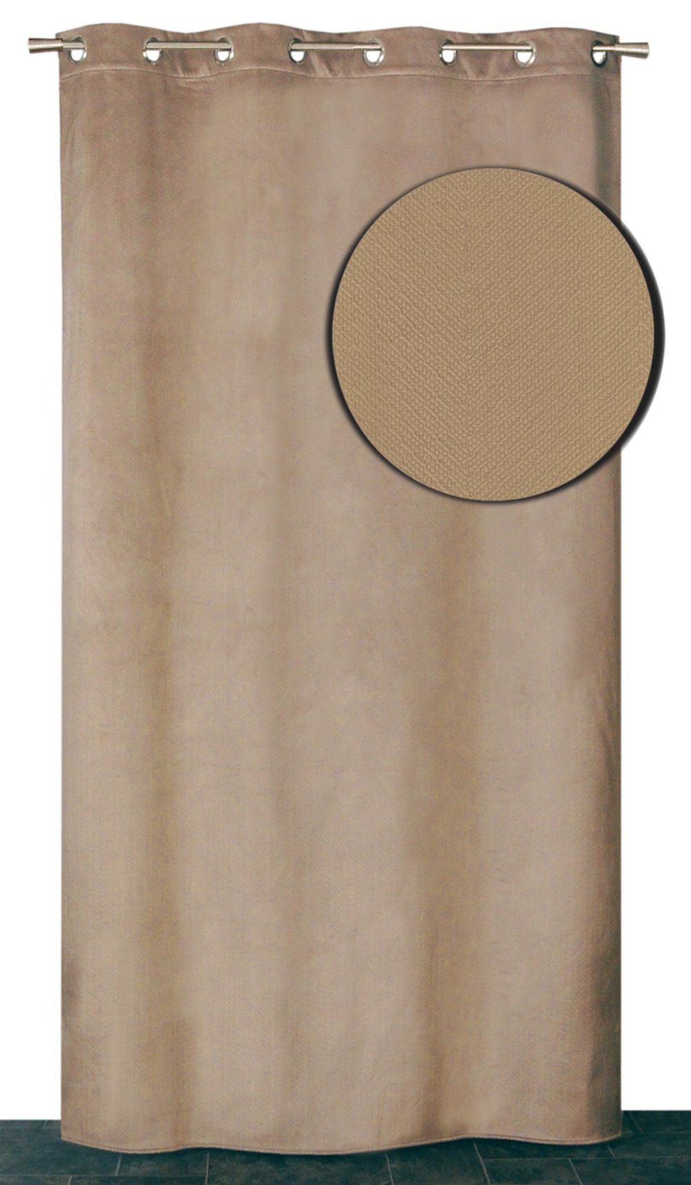 Rideau thermique velours frappé taupe 140x240cm - DYLREV