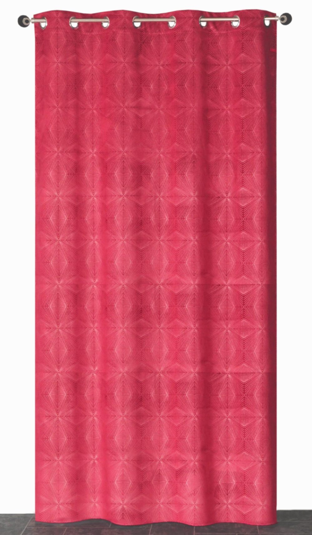 Rideau oeillets velours imprimé framboise 135x240cm - DYLREV