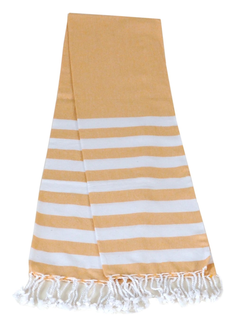 Fouta rayée avec franges 90x180 cm moutarde