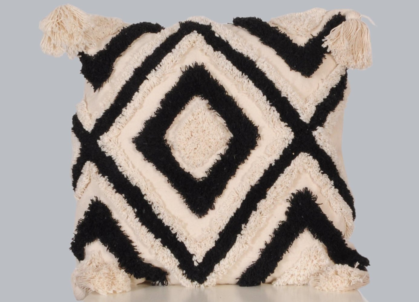 Coussin garni déhoussable 45x45cm écru/noir