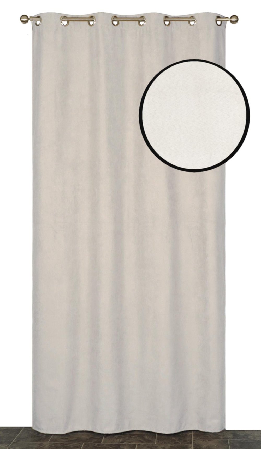 Rideau oeillets isolant thermique suédé beige 140x280cm